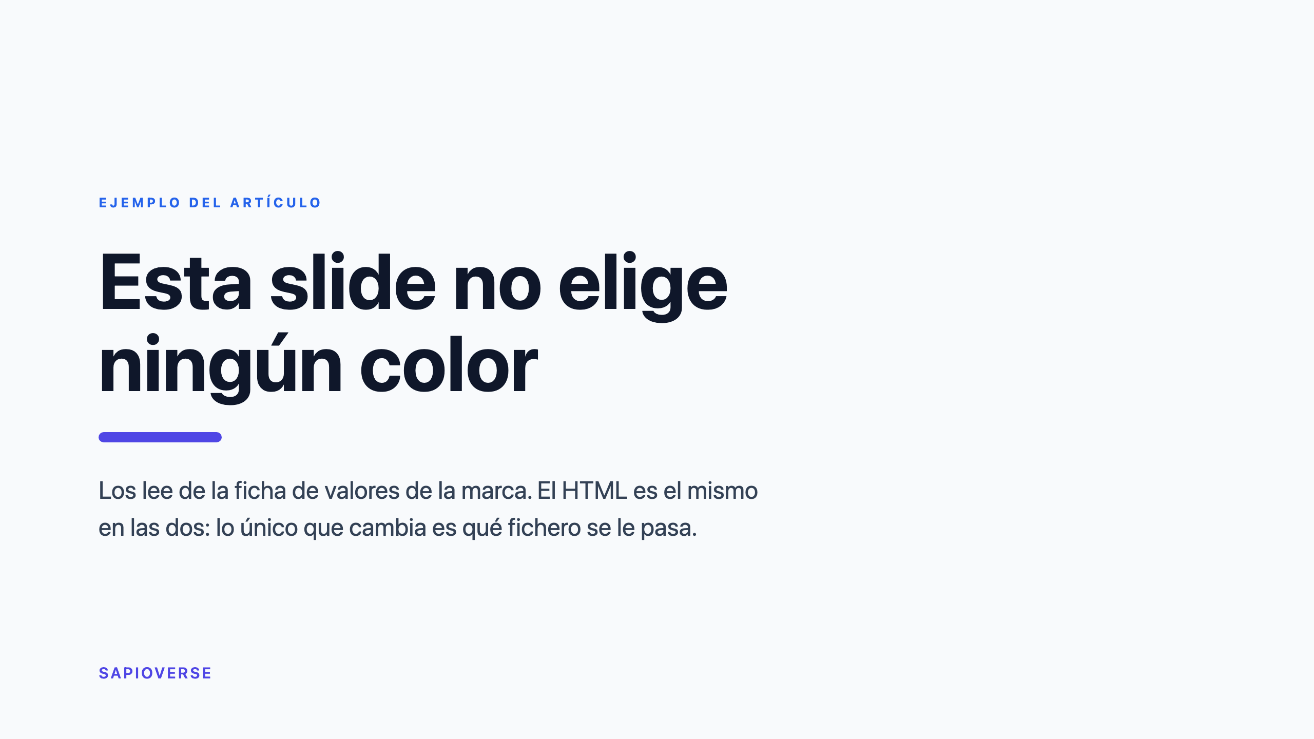 La misma slide con fondo blanco azulado, titular en grotesca y acentos en azul